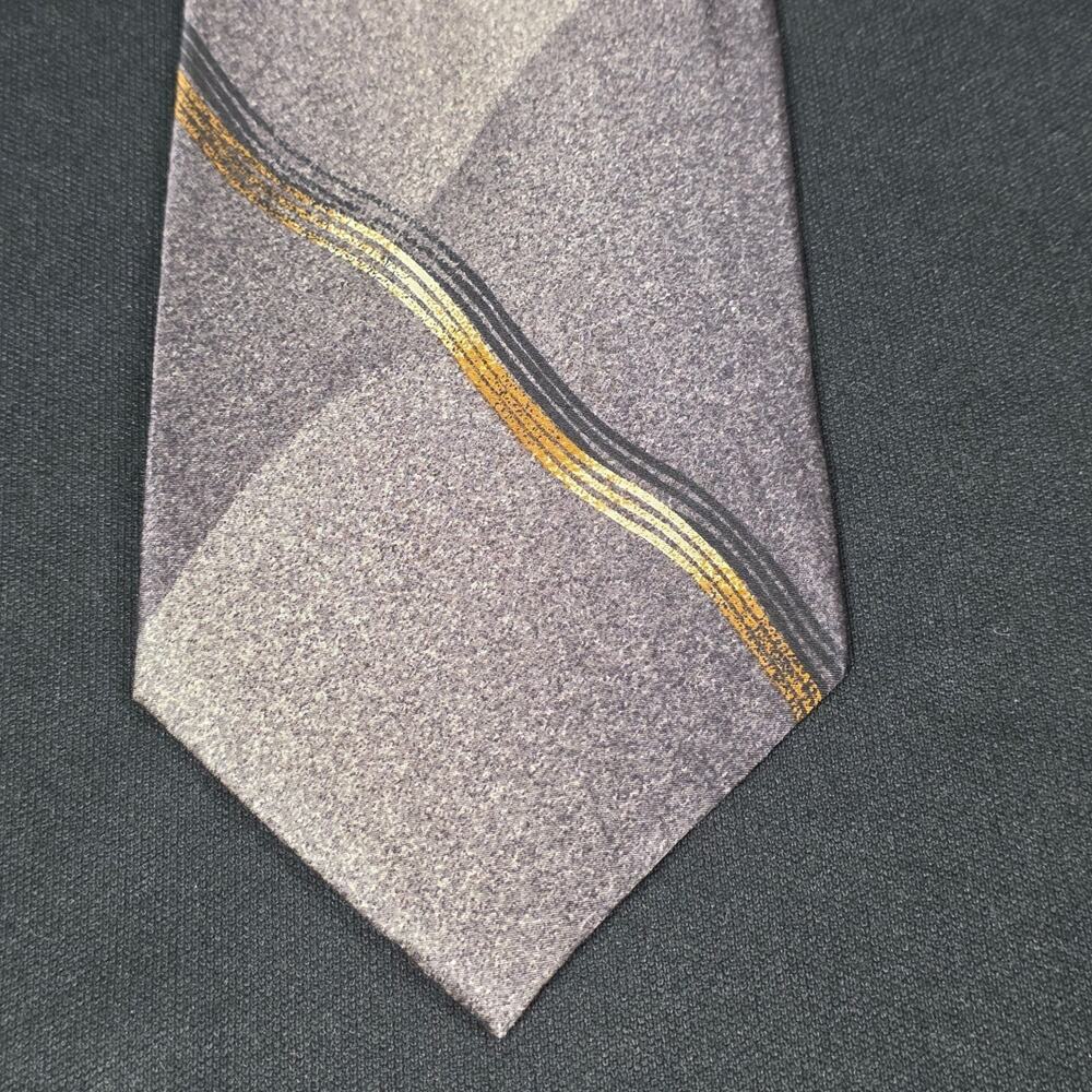 Roffe ACCESSORIES Men's Gray Charcoal Silk Abstract Geometric Tie